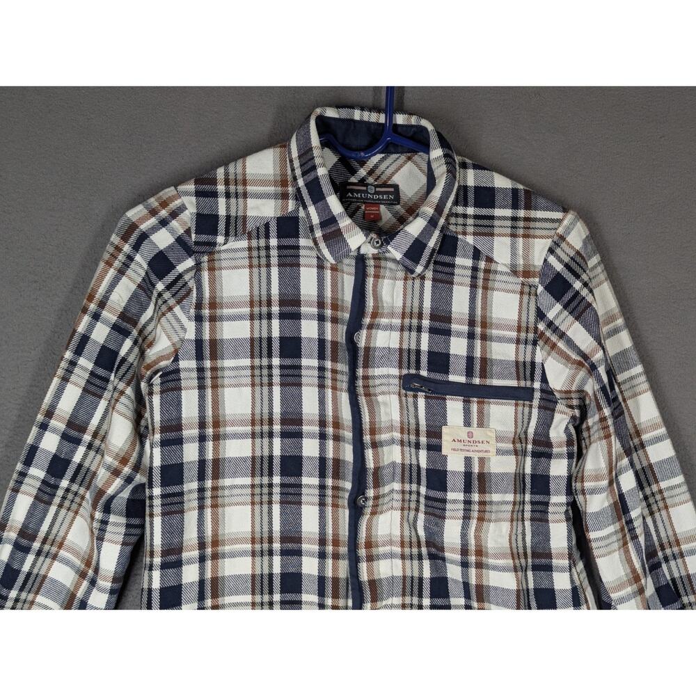 Amundsen Skauen Flannel Zip Button Field Shirt Womens Medium Plaid - Picture 2 of 14
